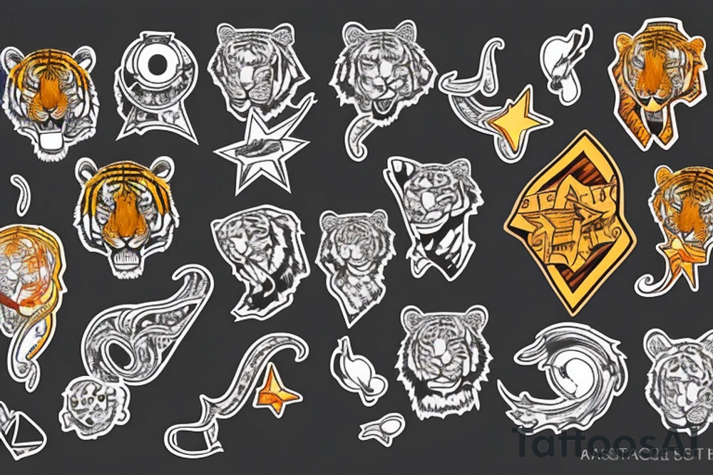 Stars and tiger tattoo idea