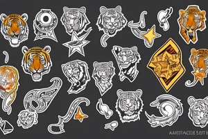 Stars and tiger tattoo idea