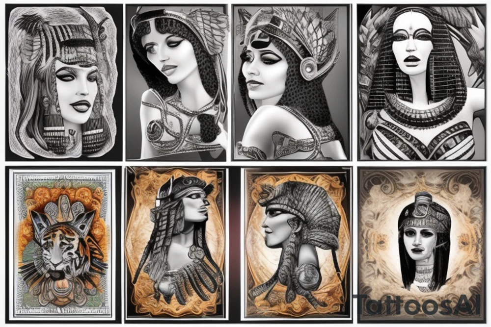 cleopatra and tiger tattoo idea
