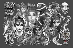 cleopatra and tiger tattoo idea