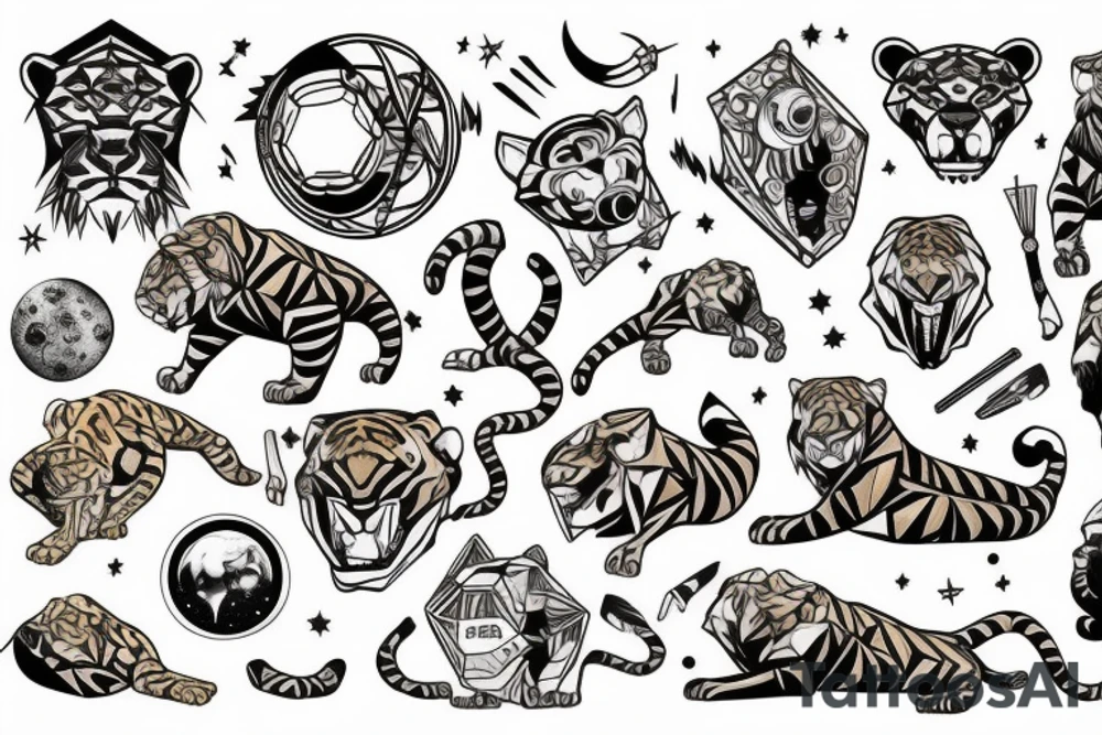 Sabertooth tiger and outer space tattoo idea
