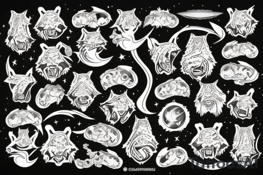 Sabertooth tiger and outer space tattoo idea