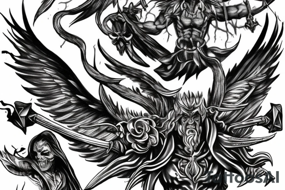 St. Michael battling lucifer tattoo idea