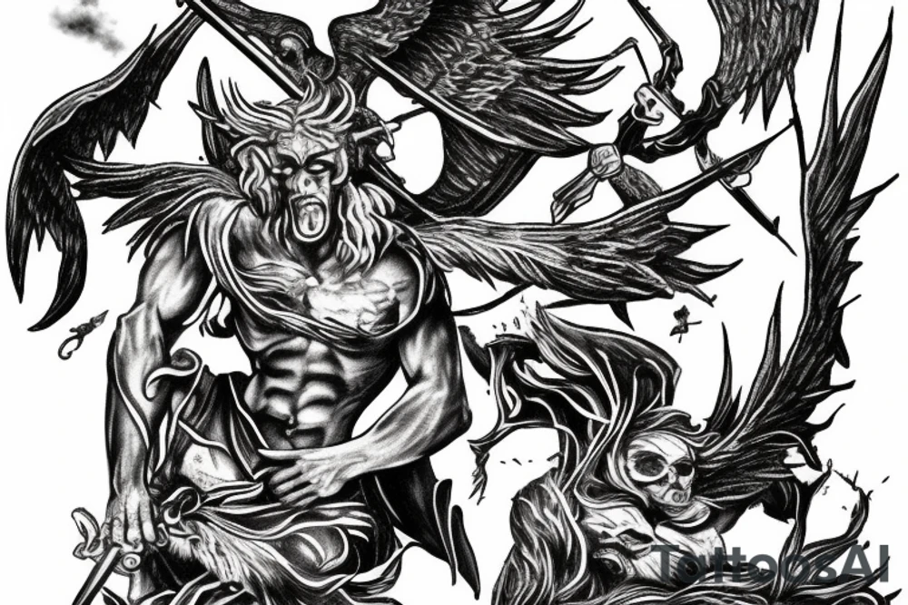 St. Michael battling lucifer tattoo idea