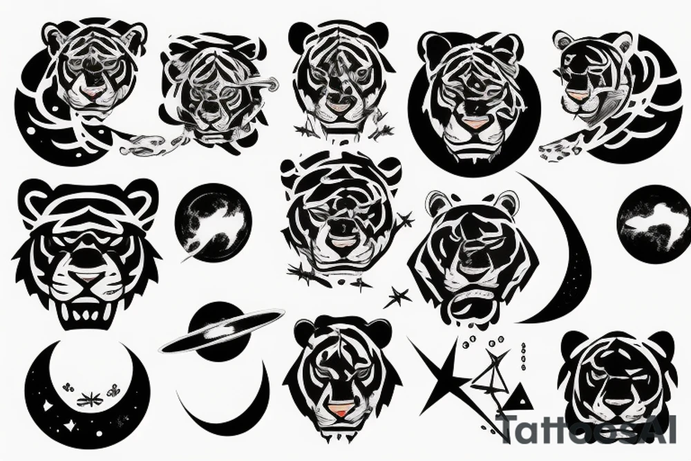 Sabertooth tiger and outer space tattoo idea