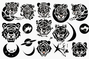 Sabertooth tiger and outer space tattoo idea