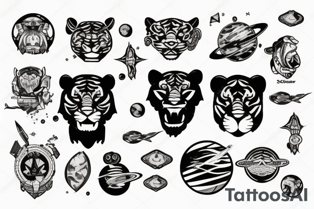 Sabertooth tiger and outer space tattoo idea