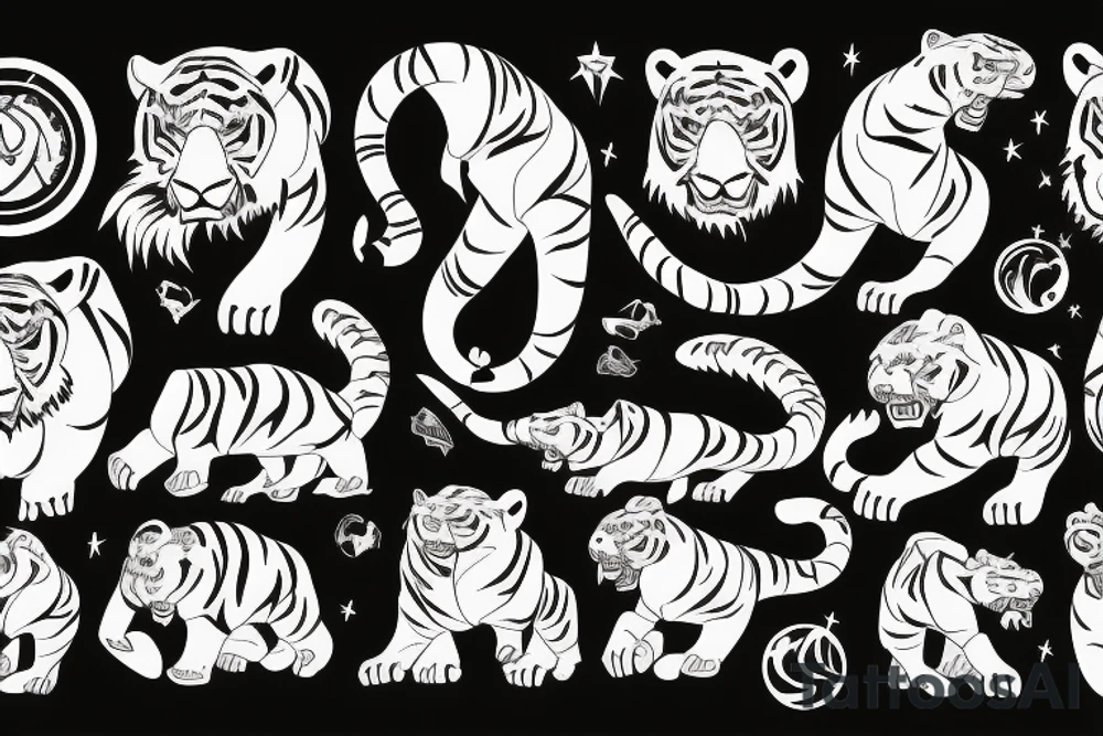 Sabertooth tiger and planet neptune tattoo idea