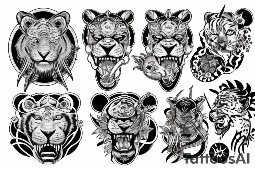 Sabertooth tiger and planet neptune tattoo idea