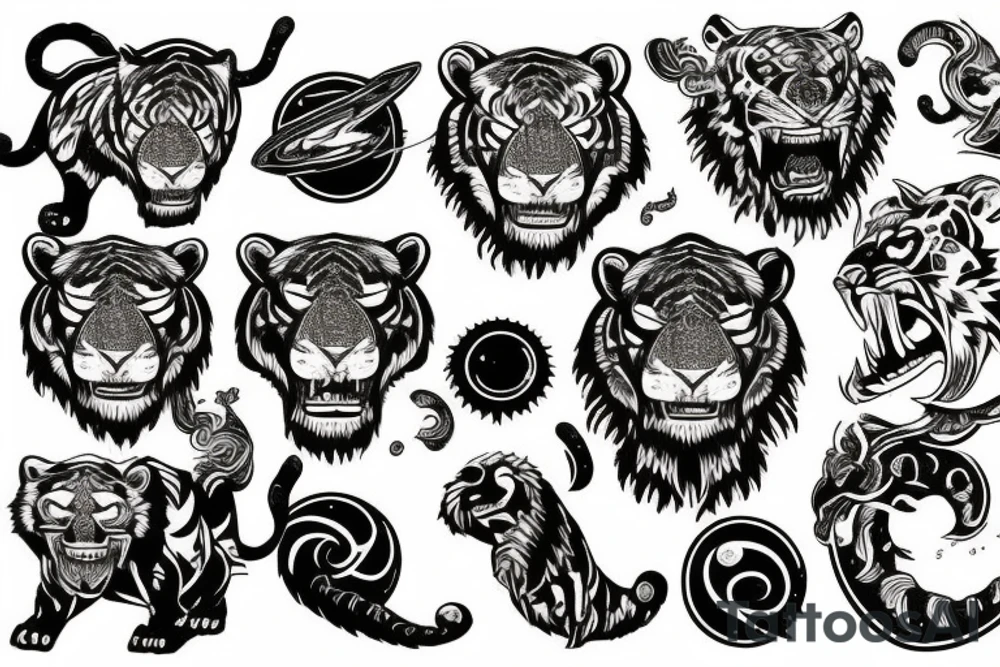 Sabertooth tiger and planet neptune tattoo idea