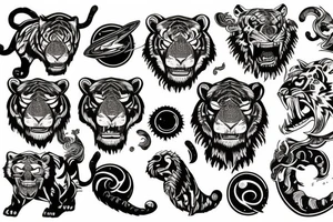 Sabertooth tiger and planet neptune tattoo idea
