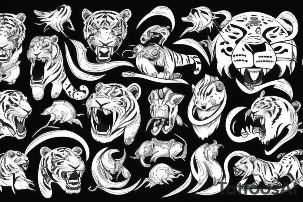 Sabertooth tiger and planet neptune tattoo idea