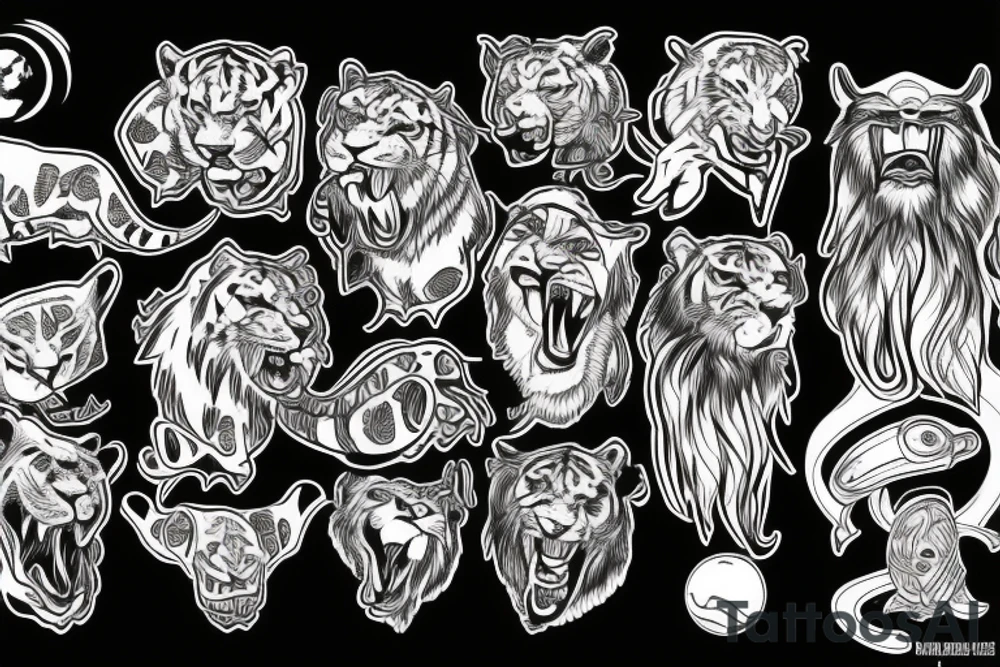 Sabertooth tiger and planet neptune tattoo idea