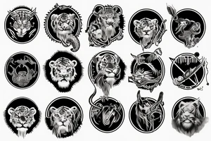 Sabertooth tiger and planet neptune tattoo idea