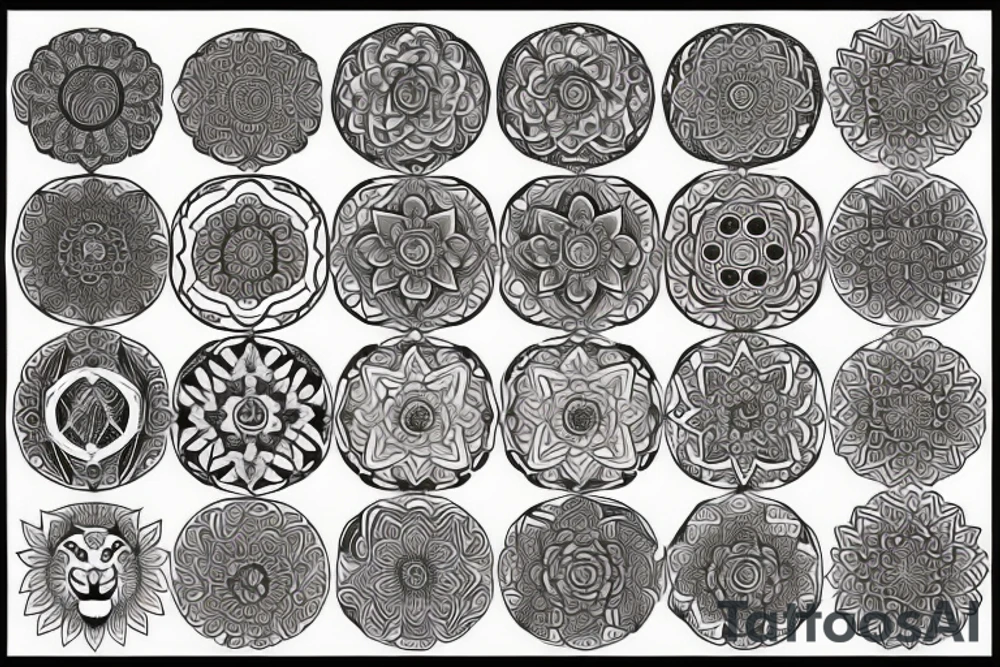 Mandala and lion tattoo idea