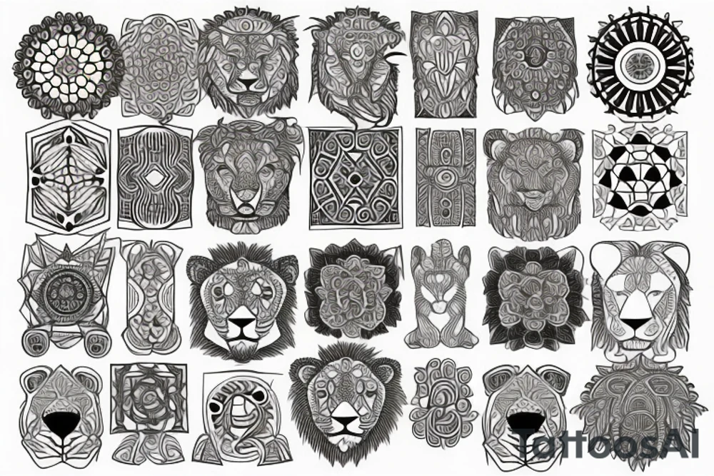 Mandala and lion tattoo idea