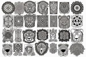 Mandala and lion tattoo idea