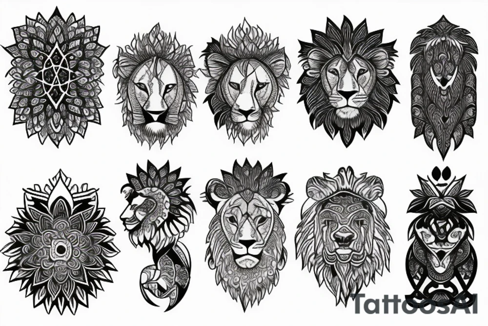 Mandala and lion tattoo idea