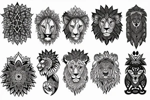 Mandala and lion tattoo idea