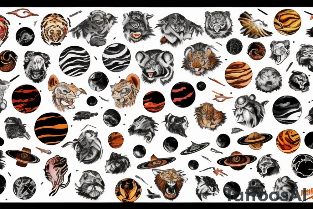 Planets and Sabertooth tiger tattoo idea