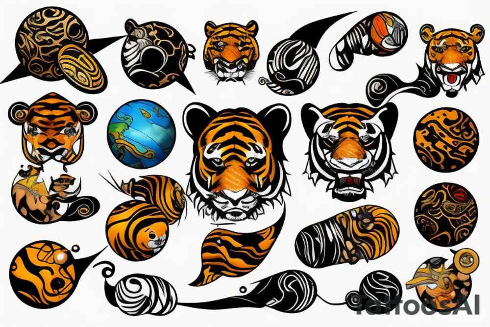 Planets and Sabertooth tiger tattoo idea