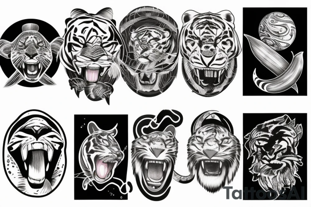 Planets and Sabertooth tiger tattoo idea