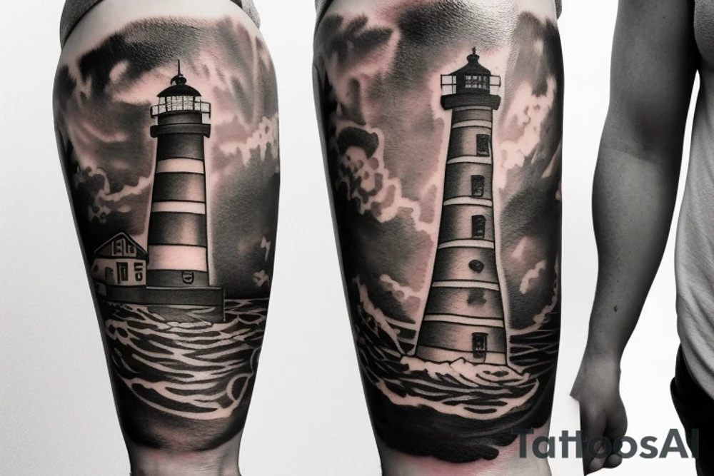 Lighthouse at a cliff tattoo idea