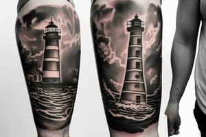 Lighthouse at a cliff tattoo idea