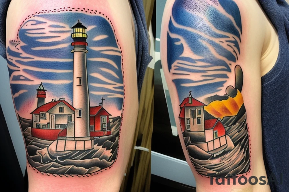 Lighthouse at a cliff tattoo idea