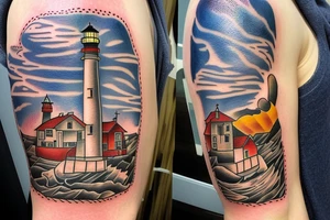 Lighthouse at a cliff tattoo idea