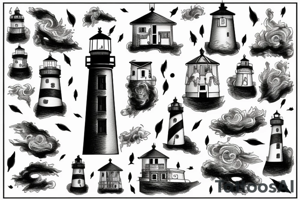 Lighthouse in a storm tattoo idea