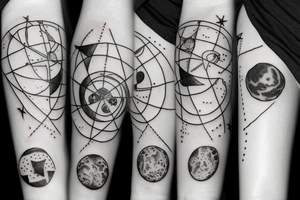 Stick and poke tattoo with theme of space tattoo idea