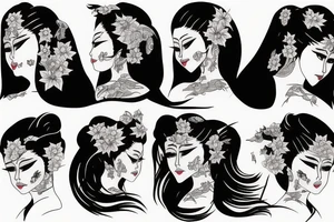 Geishas wolfs tattoo idea