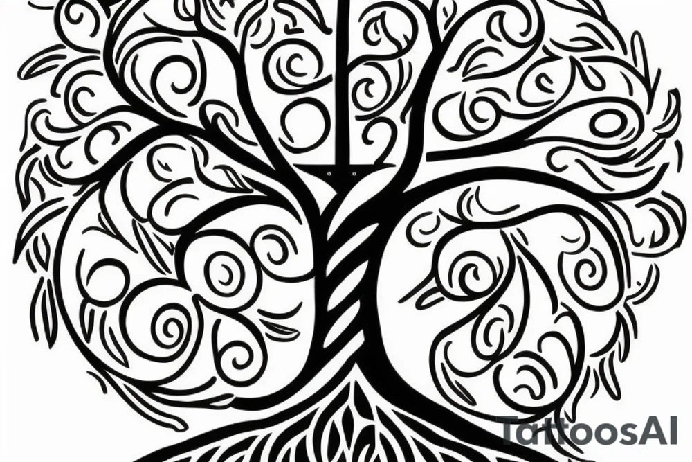 Tree of life wrapped around a cross tattoo idea