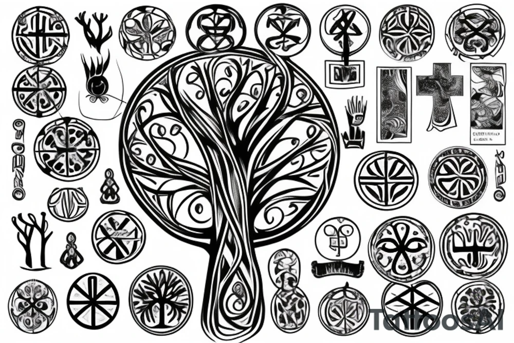Tree of life wrapped around a cross tattoo idea