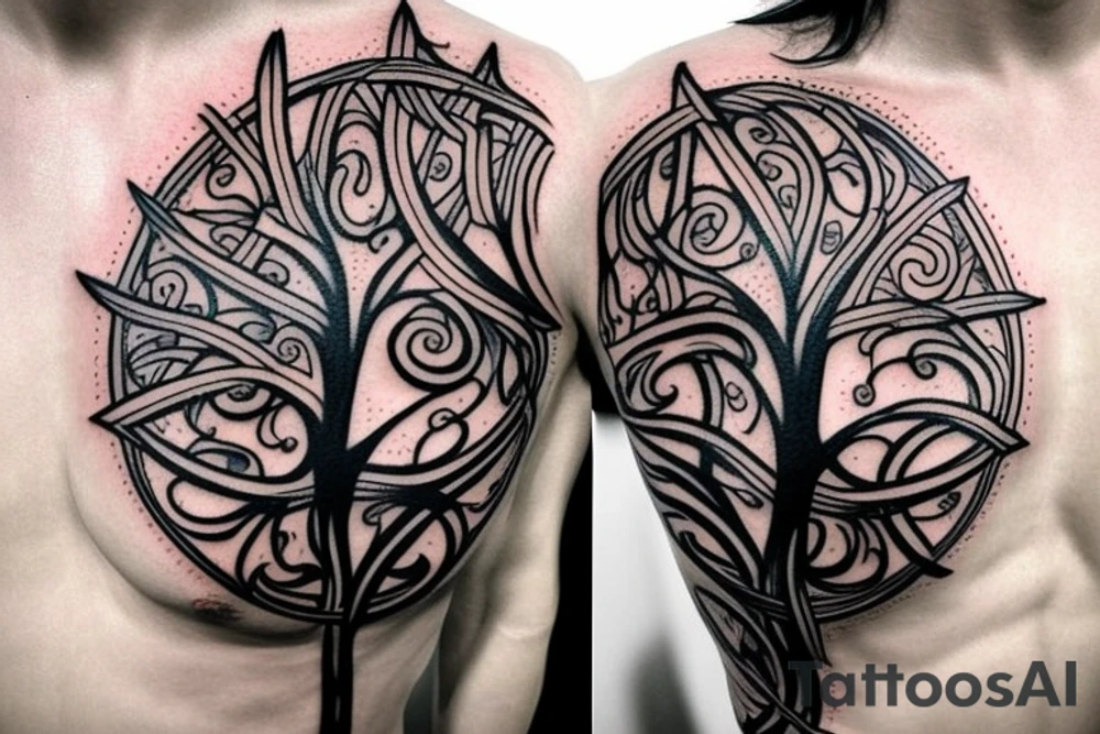 Tree of life wrapped around a cross tattoo idea