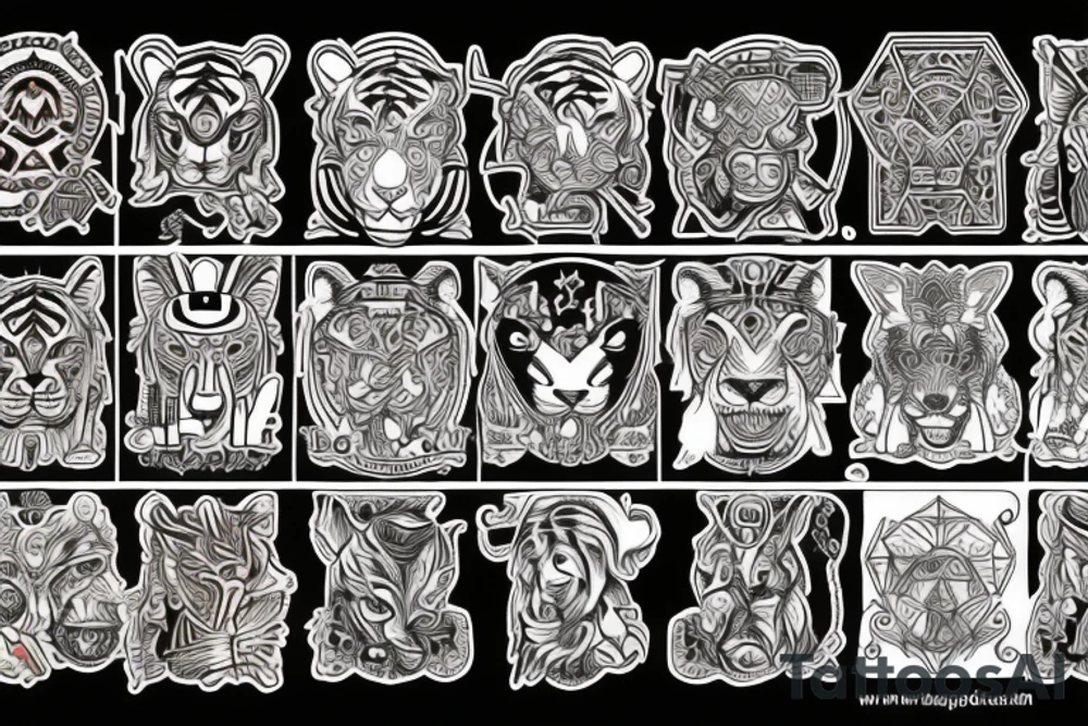 tiger and sphinx and pyramids tattoo idea