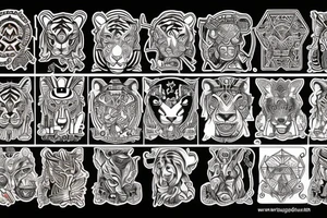 tiger and sphinx and pyramids tattoo idea
