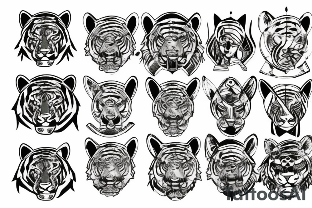 tiger and sphinx and pyramids tattoo idea