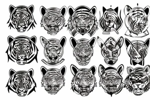 tiger and sphinx and pyramids tattoo idea