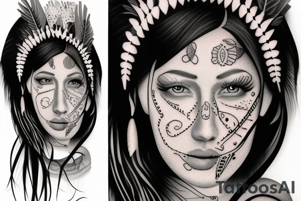 Native woman tattoo idea