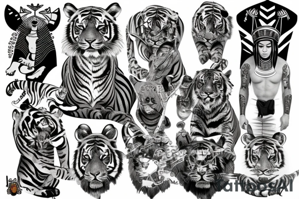 tiger and Egyptians tattoo idea