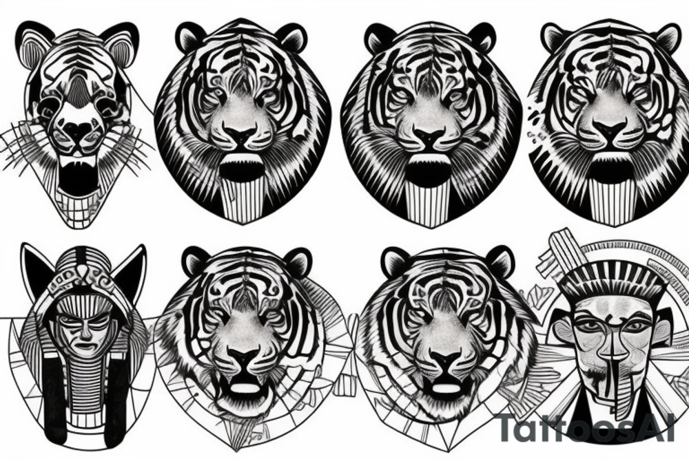 tiger and Egyptians and pyramids tattoo idea