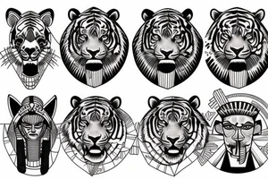 tiger and Egyptians and pyramids tattoo idea