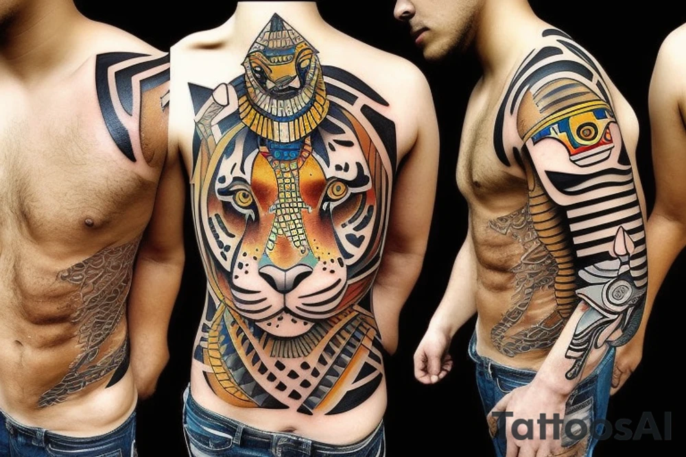 tiger and Egyptians and pyramids tattoo idea