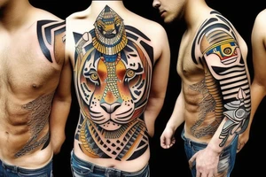tiger and Egyptians and pyramids tattoo idea