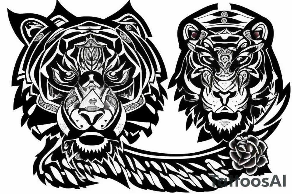 tiger and bear, and eagle, and totem pole tattoo idea