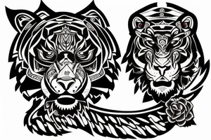 tiger and bear, and eagle, and totem pole tattoo idea