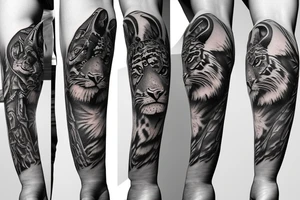 tiger and bear and totem pole tattoo idea