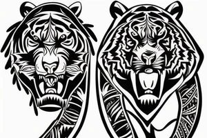 tiger and bear and totem pole tattoo idea